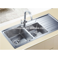 Handmade R10&R15 Stainless Steel SUS 304 Kitchen Sink with drainboard